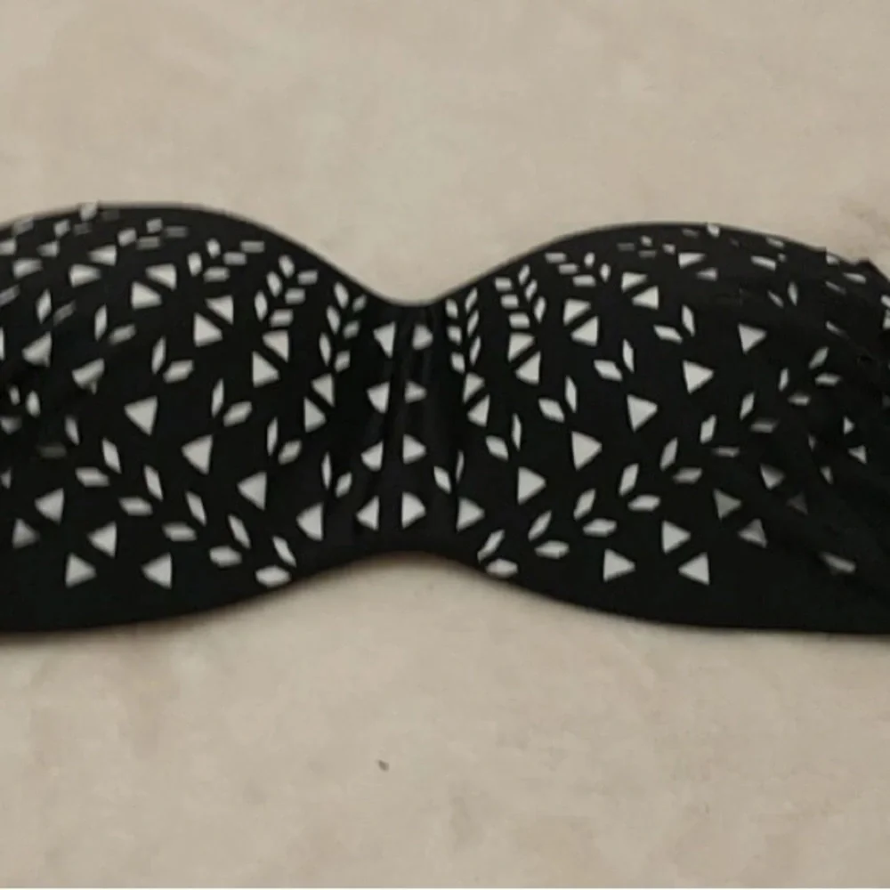 Cape Juby Black and White Laser Cut Bikini Top